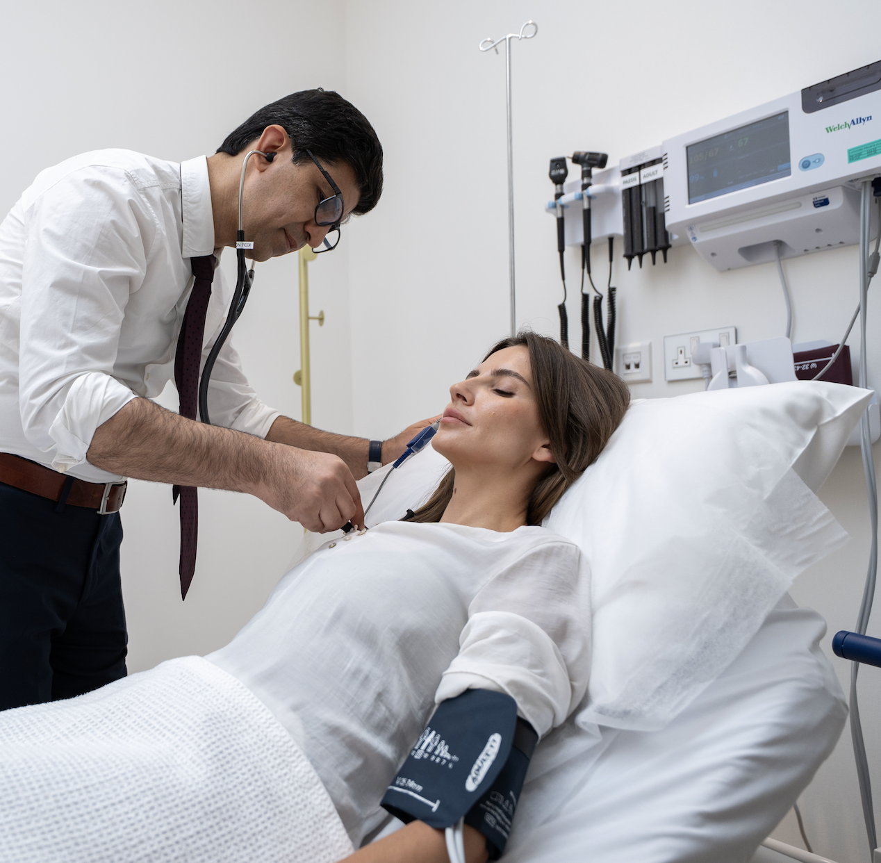 Consultant examining a patient in the Lifecore emergency bay